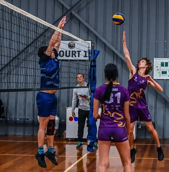 Otis Carmichael competing in volleyball, touch, netball and basketball as part of the UQ team for the Unisport Australia Indigenous Nationals