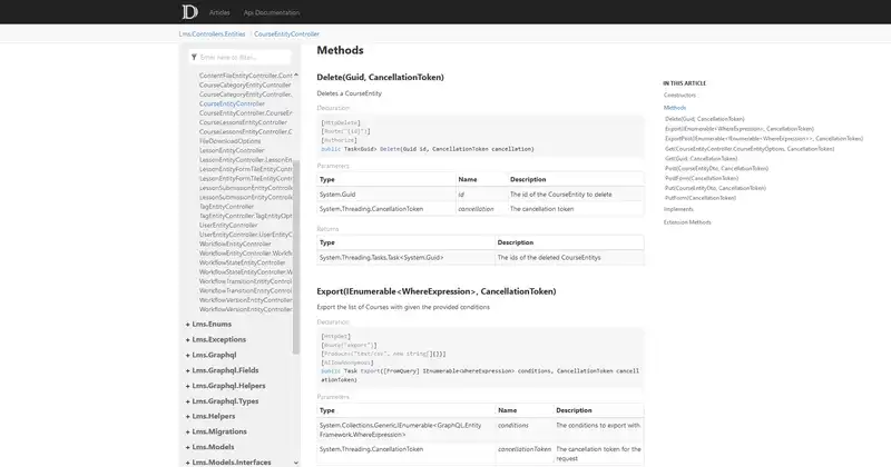DocFX technical documentation