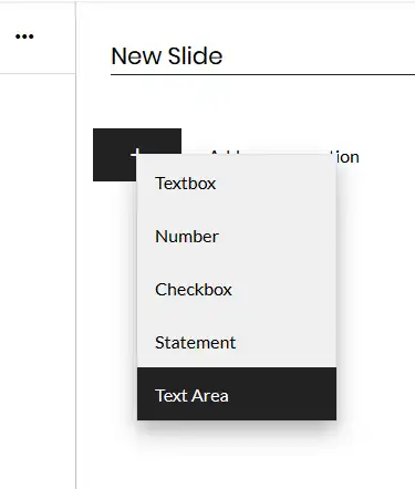 The forms dropdown with the new question tile listed