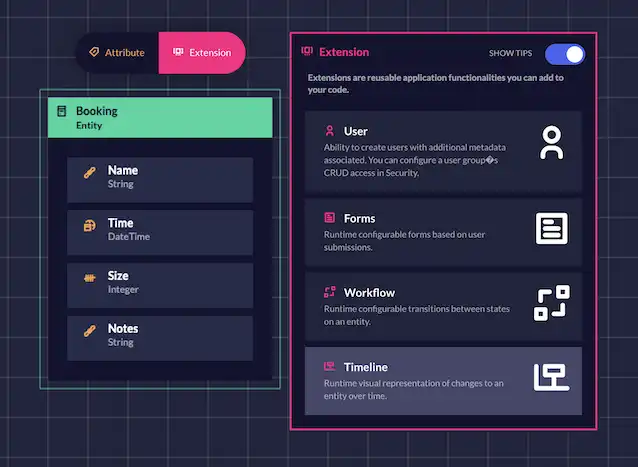 Adding the Timelines extension to an Entity