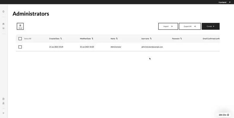 Sample user management page