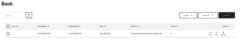 Book with Article count column