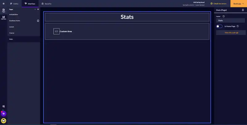 Stats Page with Custom Tile