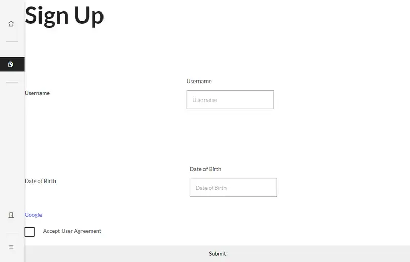 Sign up form Example in Target App